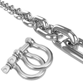 Stainless Steel Chain, with Shackles Metal Link Chain Lsqurel Heavy Duty Tow Chain 1/4“ 5/16” Utility Chain Anti-Rust for Guardrail, Swing, Lifting, Trailer etc (5/16in-13ft)