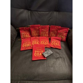 Red fabric Drawstring bag Santa's Lump of coal Set Of 10