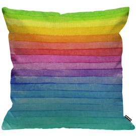 HGOD DESIGNS Cushion Cover Summer Rainbow Stripes Green Yellow Pink Red Blue,Throw Pillow Case Home Decorative for Men/Women Living Room Bedroom Sofa Chair 18X18 Inch Pillowcase 45X45cm