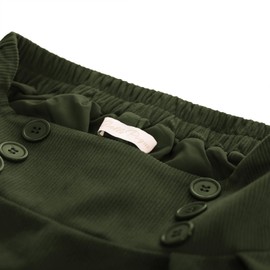 Belle Poque Corduroy Skirt for Women UK High Waist Midi Skirt Vintage A-Line Pleated Skirts with Pockets Green XL