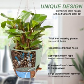 Vanslogreen 41.5 Inch Macrame Plant Hanger Indoor Outdoor with 12 Inch Flower Pot, Hanging Planter for Plants Holder with Wood Beads for Boho Home Decor (Ivory+Green)