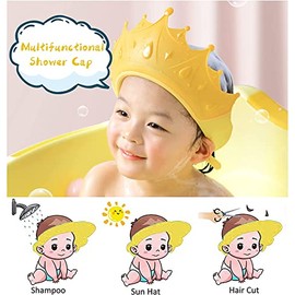 Gorro de Ducha para Niños, Gorro de Lavado de Pelo para Niños, Gorro de Baño para Bebe, Gorro de Ducha de Silicona Suave con Protección para Los Oídos
