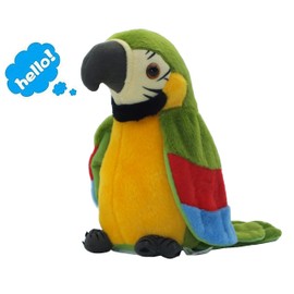 Vincilee Talking Parrot Repeats What You Say Mimicry Pet Toy Plush Buddy Parrot Children Gift (Green)