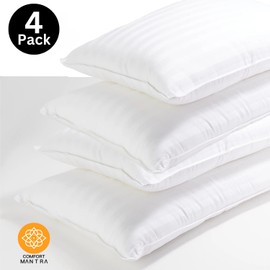 Comfort Mantra Pillows Queen Size 4 Pack - Premium Down Alternative Made in Canada Hotel Pillows - Bed Pillows for Stomach, Back and Side Sleeper - Supportive and Firm Pillows