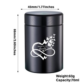 Aluminum Mini Urn for Ashes - 2.75 Inches, Butterfly Design - Keepsake for Human Ashes Memorial - Forever in My Heart