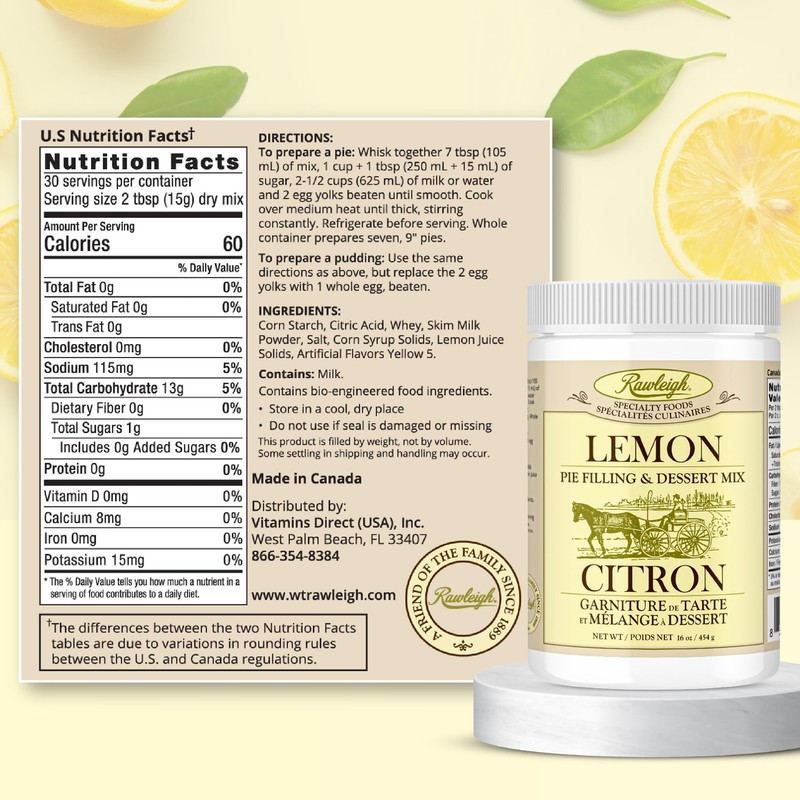 Rawleigh Lemon Pie Filling & Dessert Mix: 16 oz /