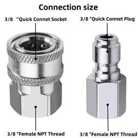 Pressure Washer Quick Connect Fittings,NPT 3/8 inch Stainless steel Spray Gun Quick Disconnect kit,for Hose,Water Pump,Ball Valve,telescoping Wand,Surface Cleaner Accessories(4Sets Internal Thread)
