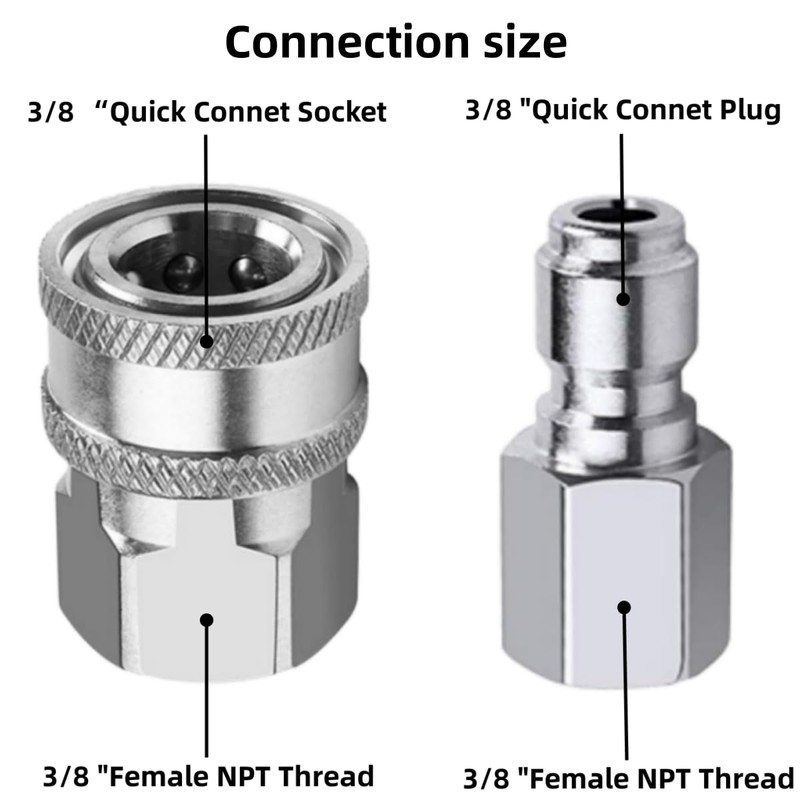 Pressure Washer Quick Connect Fittings,NPT 3/8 inch Stainless steel Spray