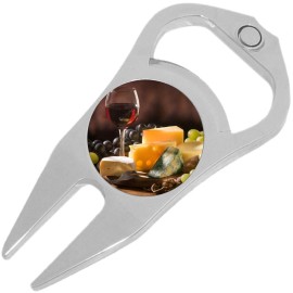 NewCharms Wine and Cheese Golf Ball Marker Divot Repair Tool Bottle Opener