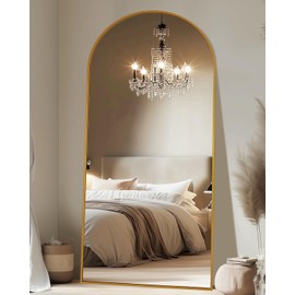 LadyNow Floor Mirror, 71"×32" Full Length Mirror with Stand for Bedroom Living Room, Gold