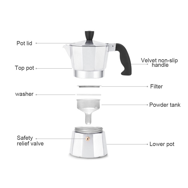 150/300ML Aluminum Coffee Maker Espresso Coffee Pot Metal Coffee Maker