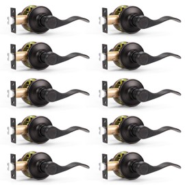 Probrico Interior Keyless Door Leverset Oil Rubbed Bronze Passage Door Lever Handles Locksets 10 Pack