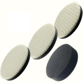 Polisher Buff Sponge Buff 4.9 inches (125 mm) Polishing Sponge Velcro Type (3 Wool Buff + 1 Extra Fine Sponge, Set of 4)
