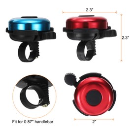sourcing map 2pcs Bike Bell Classic Bicycle Bell with Loud Crisp Clear Sound Bike Ring Bell Aluminum Bike Accessories for Road Mountain Bike, Red Blue