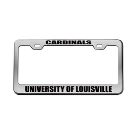 Cardinals University of Louisville Sports Team Chrome License Plate Frame Tag Black
