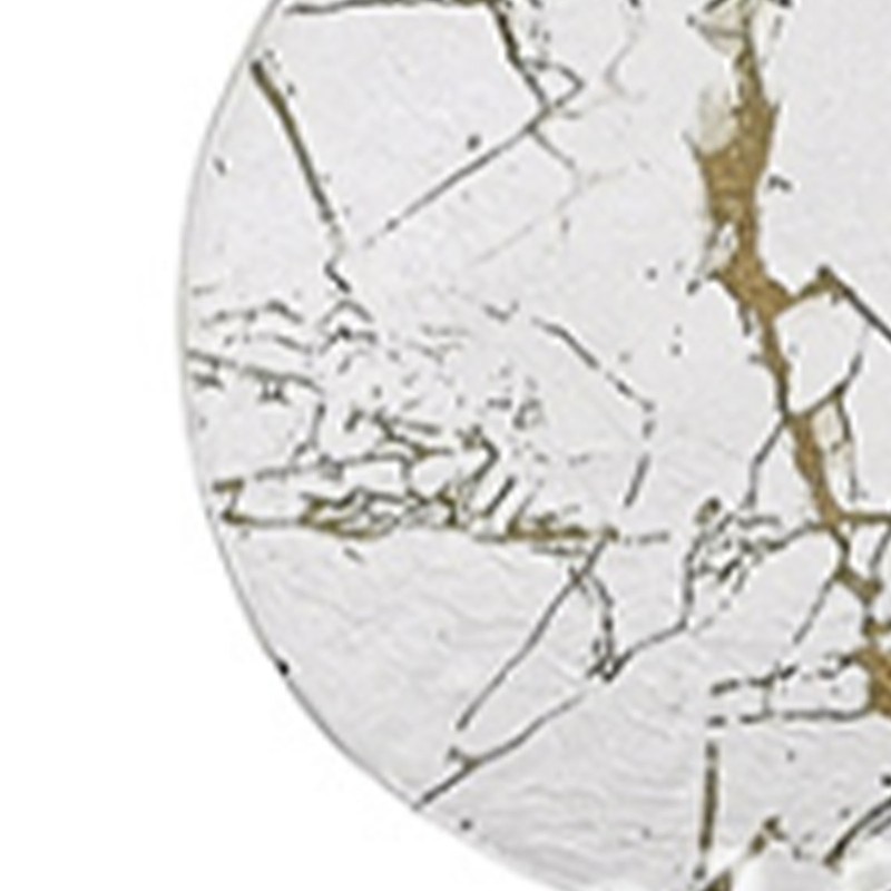 7PCS Drink Coaster Reversible Leather Round Platinum Marble Appearance 10cm