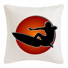 Reifen-Markt Microfibre Cushion Cover 40 x 40 cm Surfing Beach Surfboard Longboard Surfing Waves Beginner Shop White