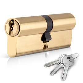 XFORT® Brass 40/40 Euro Cylinder Lock (80mm), Euro Door Barrel Lock with 3 Keys, Anti-Bump, Anti-Drill and Anti-Pick Door Lock with Key to Ensure High Security for Wooden, UPVC and Composite Doors