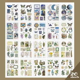 157 pcs Plants Vintage Scrapbook Stickers Paper Pack Green Coast Island Style Scrapbooking Deco for Scrap Book Decorations Notebook Journal DIY Art Craft Card Making Supplies