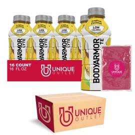 BODYARMOR Lyte 16-Pack of Tropical Coconut Low-Calorie Sports Drink Potassium-Packed Electrolytes 16 fl oz Plastic Bottle + 1 Microfiber Cooling Towel by Unique Outlet Brand