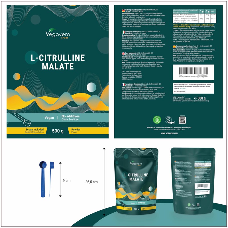 Vegavero® L-Citrulline Malate Powder, 500 g