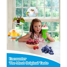 Slushy Maker Cup, DIY Magic Slushy Maker Squeeze Cup, Portable Smoothie Squeeze Cup for Juices, Milk and Ice Cream Make, Double Layers Silica Cup with Lid & Straw for Kids, Friends, Family (Green)1