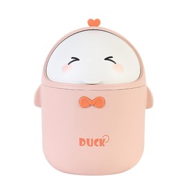 SYULCR Mini Rubbish Bin with Lid, Cute Cartoon Table Rubbish Bin, Mini Table Bin with Lid, Waste Paper Bin with Lid, Bathroom Waste Bin for Home, Office, Living Room (Pink)