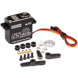 GOTECK 55KG Coreless Digital Servo,High Voltage 8.4V Full Metal Gear Waterproof Steering Servo with 25T Servo Horn for 1/6 1/8 1/10 RC Crawler Car,Robot,Boat,Truck Robot Parts (55KG(8.4V)-270°)