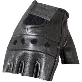 Hot Leathers Fingerless Leather Gloves (Black, X-Large)