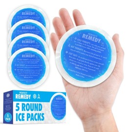 Perfect Remedy Perfect Remedy Round Gel Ice Pack for Hot & Cold Compress, Reusable Injury Ice Pack for Aid in Pain, Soothing Soft Gel for Soreness, Muscle Strain Conditions, Hot Water Bottles Alternative (5Pk, Blue)