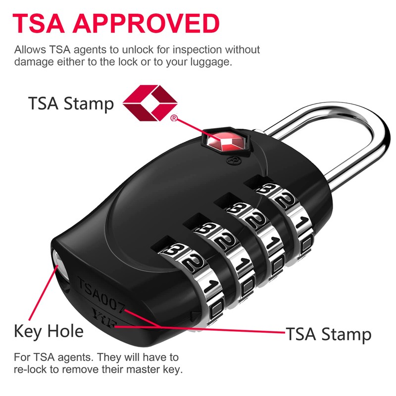 ZHEGE TSA Approved Locks, Suitcase Lock, 4 Digit Luggage Combination