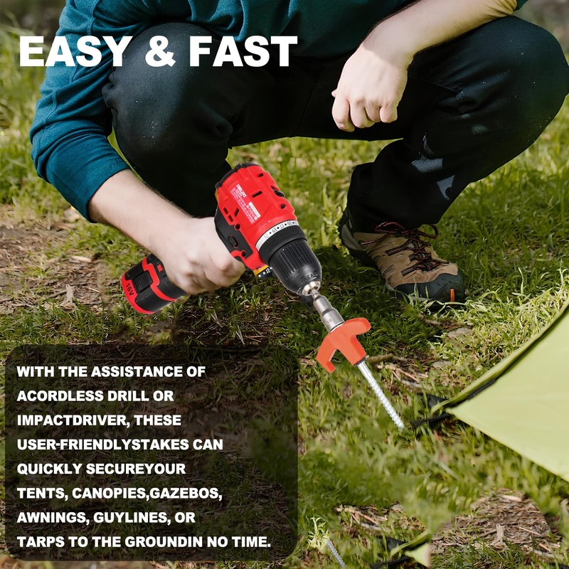 4/8/12/ Pack Screw in Tent Stakes Heavy Duty,8 Inch Ground