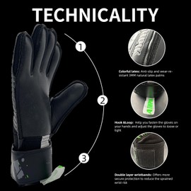Goalie Goalkeeper Gloves with Pro Fingersaves, Strong Grip for The Toughest Saves, Protection to Prevent Injuries, Fit Match Training, Adult, Youth