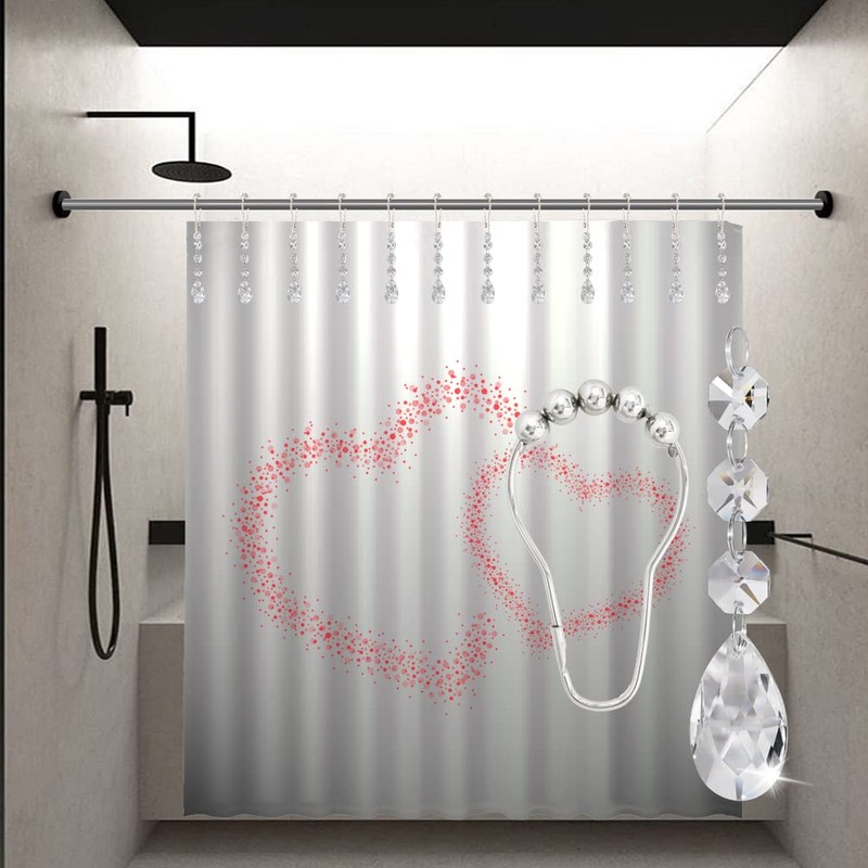 Yapicoco Shower Curtain Hooks Rings for Bathroom, 12PCS Gemstone Crystal