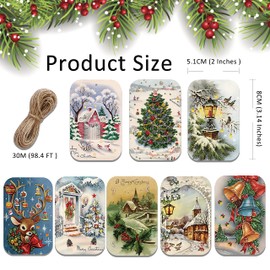 120pcs Christmas Gift Tags,8 Styles Xmas Tag Label with 30m / 98.4ft String for Christmas Decoration