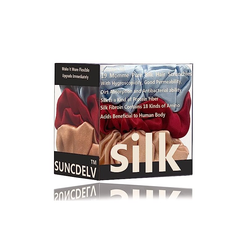 Suncdelv Silk,100% Scrunchies De Seda Para El Cabello,22 Corbatas Para