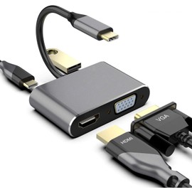 WISYIFIL Adaptador USB C a HDMI VGA, USB Tipo C Digital AV multipuerto, convertidor Thunderbolt 3 a HDMI 4KVGA 1080PUSB 3.0Puerto de Carga rápida,... 