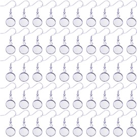 Shapenty Stainless Steel Earring Wire Fish Hook Blank Cabochon Bezel Tray Setting for Resin Epoxy Glass Photo Dangle Earrings DIY Craft Jewelry Making, 50PCS (10mm)