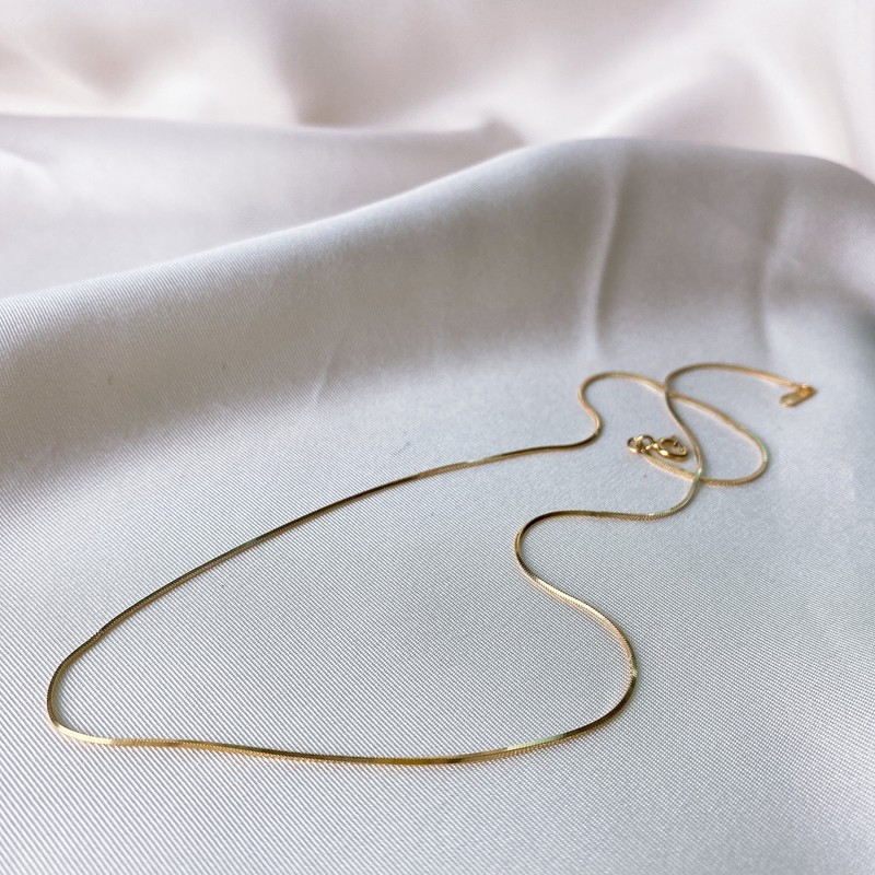 Set of 2 14k snake 1mm silver necklace layered choker