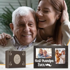 JNDJE Grandpa Gifts, Fathers Day Grandpa Gift from Grandkids, Birthday Gifts for Grandpa 3D Photo Frame Hold 4x6 Inches Two Photos - Unique Papa Gifts for Him Picture Frame Present