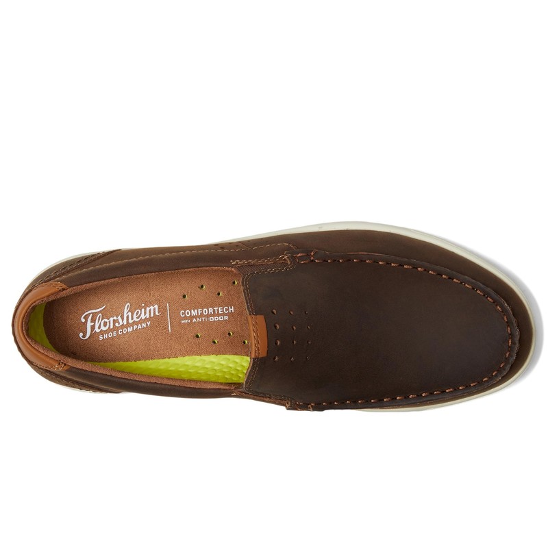 Florsheim Men's Crossover Moc Toe Slip-On Brown Pull Up 9