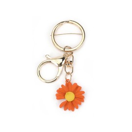 Schlüsselanhänger, Gänseblümchen, orange, niedlich, für Damen, exquisites und modisches Taschenzubehör, Schlüsselanhänger und Schlüsselanhänger, Geschenke für Frauen, silber, Small