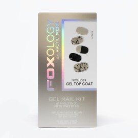 Foxology Semi Cured Gel Nail Strips Kit, Vegan & Cruelty Free, Abstract Splatter Design, DIY Salon Manicure, Includes 30 Strips, Prep Pad, Gel Top Coat, Cuticle Stick, Nail File, Blitz White, 1 Count