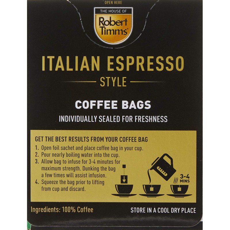 The House of Robert Timms Italian Espresso Coffee Bags (18