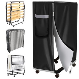 Nizirioo Black Waterproof Dustproof Folding Duvet: Storage Bag for Guest Beds, Multifunctional Bed Protective Cover, Multifunctional Cover (114 x 99 x 38 cm)