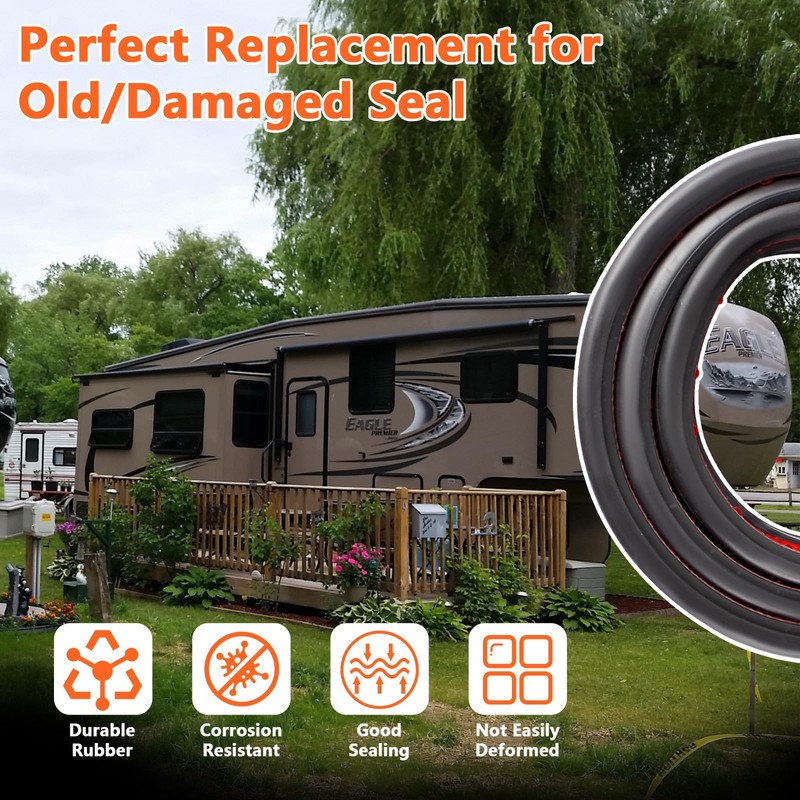 18FT RV Slide Out Rubber Seal, 1” D Bulb and