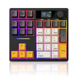 ZMX X BOYI TD31Pro Mechanical Number Pad,30 Keys Hot Swap Wireless BT5.0/2.4GHz/Type-C Wired Numeric Keypad Programmable RGB Gaming Numpad Keyboard with Knob Screen for Laptop/Mac (Black)