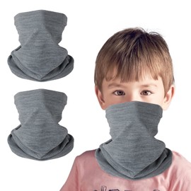 HEGCOIIE Pack of 2 Children's Loop Scarf, Fleece Tube Scarf, Neck Warmer, Windproof, Ski Mask, Warmer for Outdoor Skiing, Cycling, Grey and grey