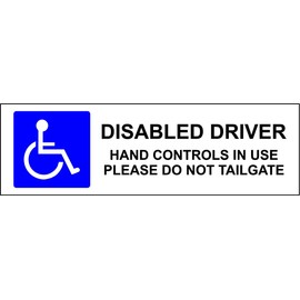 Disabled Driver Sticker Hand Controls in use 200mm x 60mm