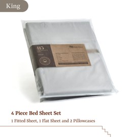 Peru Pima, Bed Sheets Set with 4 Pieces, 415 Thread Count, Percale, 100% Peruvian Pima Cotton, Hotel Luxury Quality, Extra Soft and Cooling Sheets, King Size, Slate Solid Color